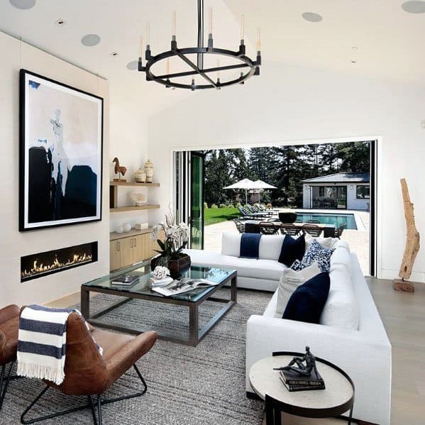 linear fireplace dry wall