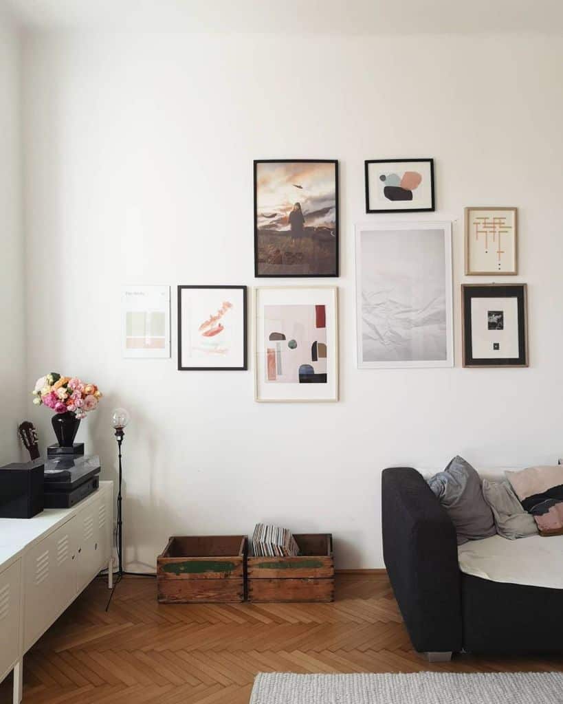 interesting wall art in living room