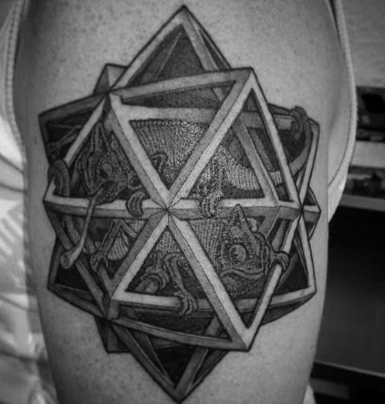 Lizards Inside Hex House Tattoos Mens Arms