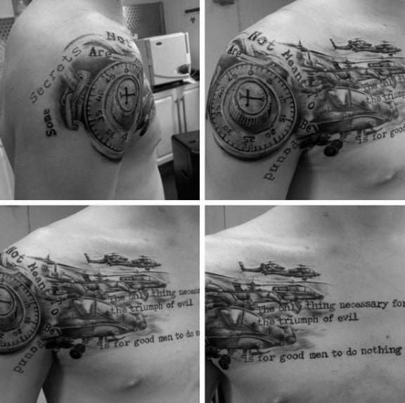Lock Dial Mens Upper Arm Tattoo Ideas