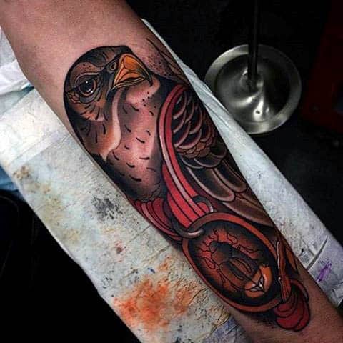 Locked Beetle And Raven Tattoo Mens Forearms