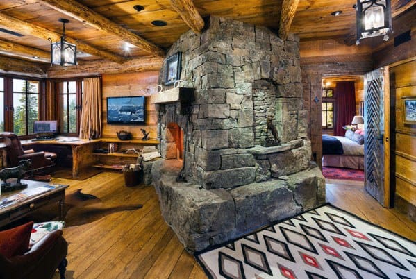wooden log beams