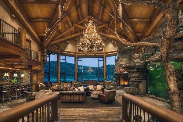 Log Cabin Rustic Great Room Design Ideas
