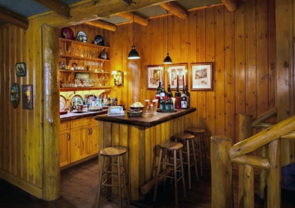 Log Cabin Style Basement Rustic Bar Ideas