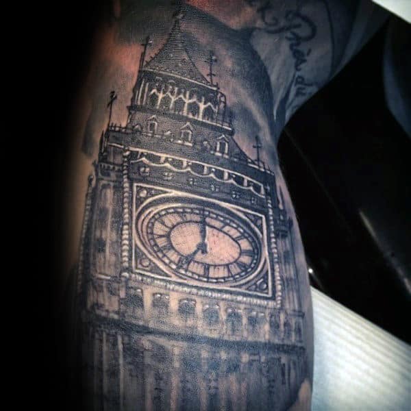 London Clock Tower Mens Building Arm Tattoos
