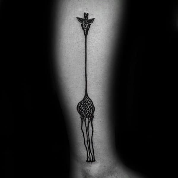 Long Neck Mens Giraffe Lower Leg Tattoo Ideas