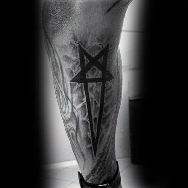 Long Sharp Ended Pentagram Tattoo Guys Forearms