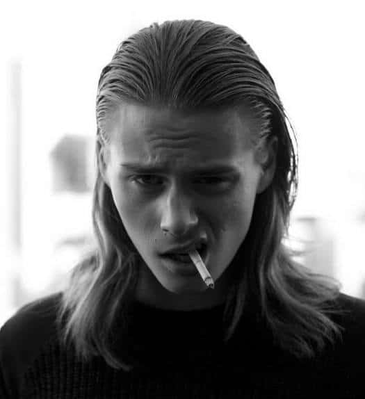 Long Stylish Slicked Back Hair Men