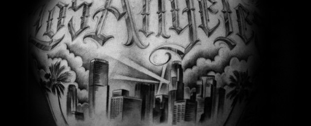 Los Angeles Skyline Tattoo Designs For Men
