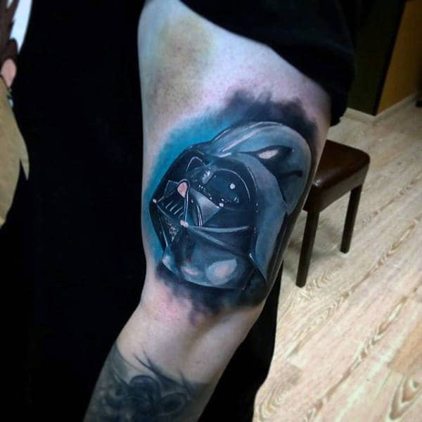 Lovely Blue Darth Vader Tattoo Male Arms