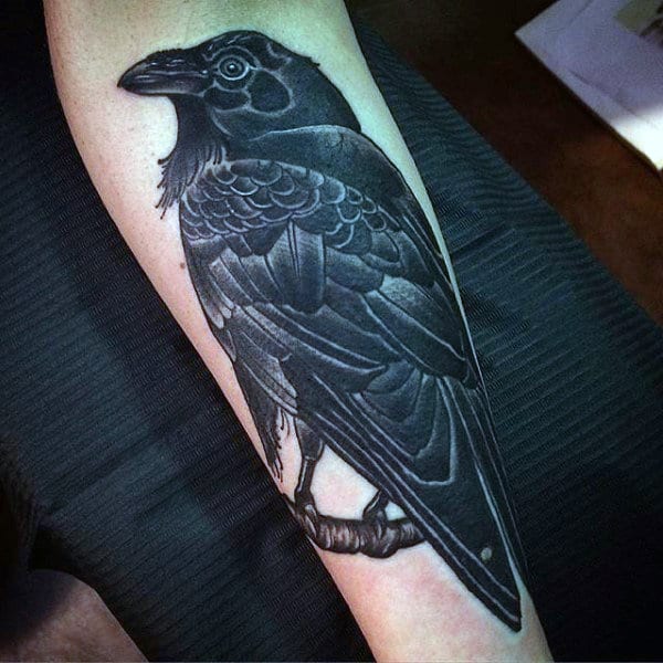 Lovely Dark Raven Tattoo Mens Forearms