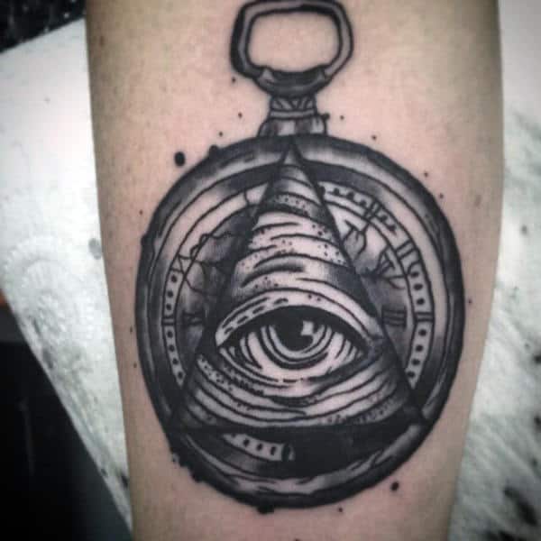 Lovely Grey Illuminati Tattoo Male Forearms