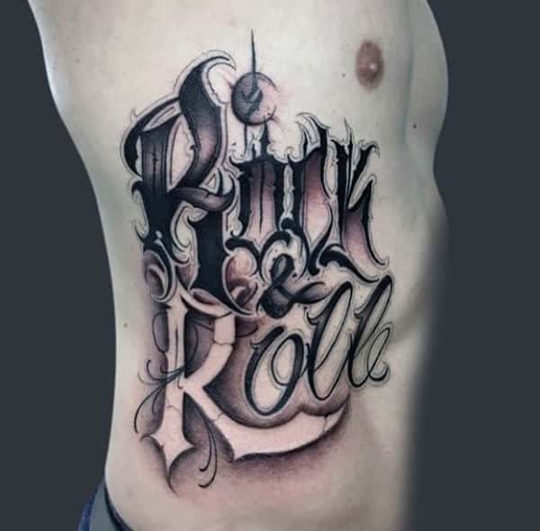Lovely Lettering Tattoo Male Torso