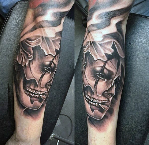 Lovely Mens Forearms Day Of The Dead Tattoo
