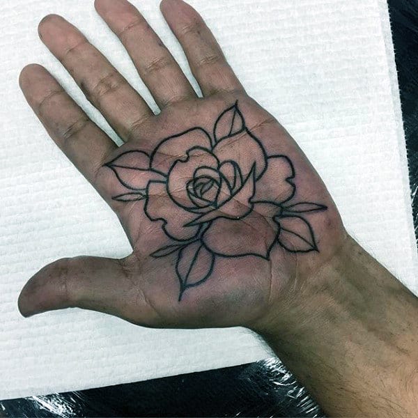 Lovely Rose Tattoo Male Palms