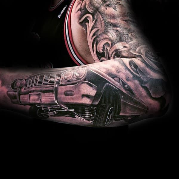 Low Rider Guys Chicano Sleeve Tattoos