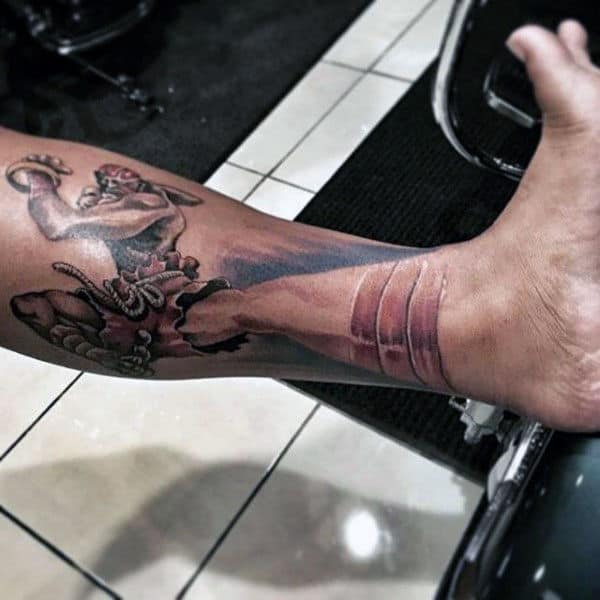 Lower Leg 3d Street Fighter Male Tattoos