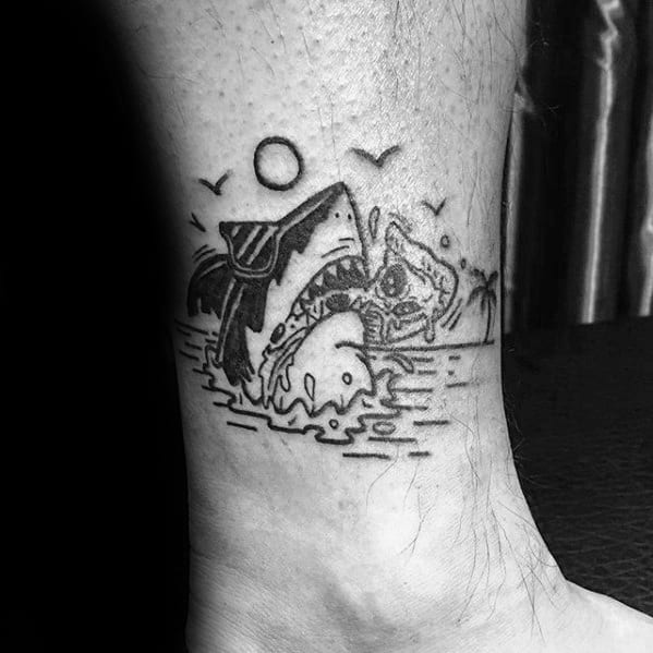 Lower Leg Ankle Pizza Male Tattoo Ideas