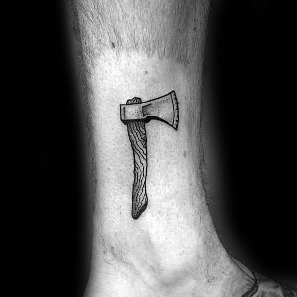 Lower Leg Axe Tattoo Ideas For Gentlemen