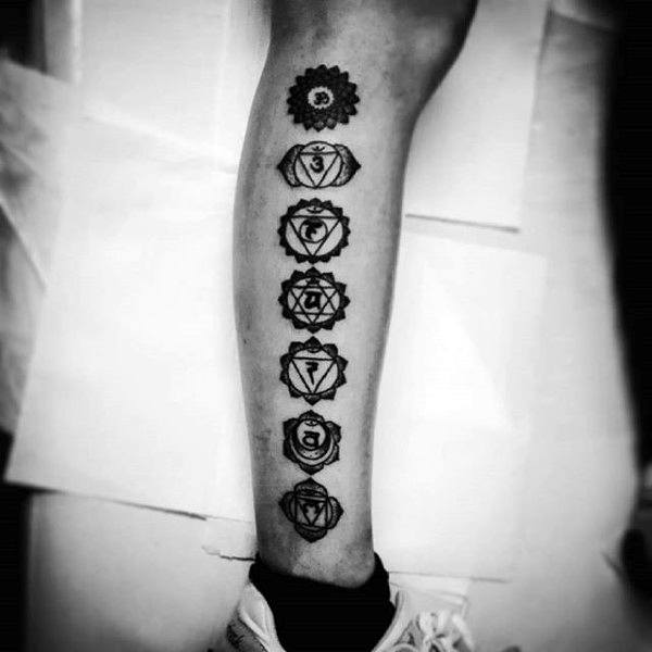 Lower Leg Chakras Tattoo For Men