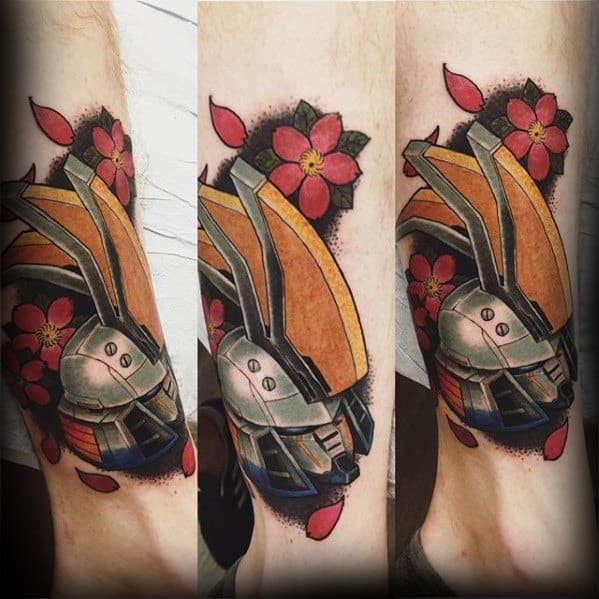 Lower Leg Distinctive Male Gundam Tattoo Designs