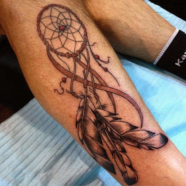 Lower Leg Dreamcatcher Tattoo On Male