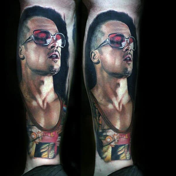 Lower Leg Guys Fight Club Tattoo Designs