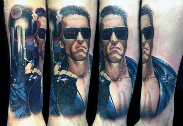 Lower Leg Guys Realistic Terminator Tattoos
