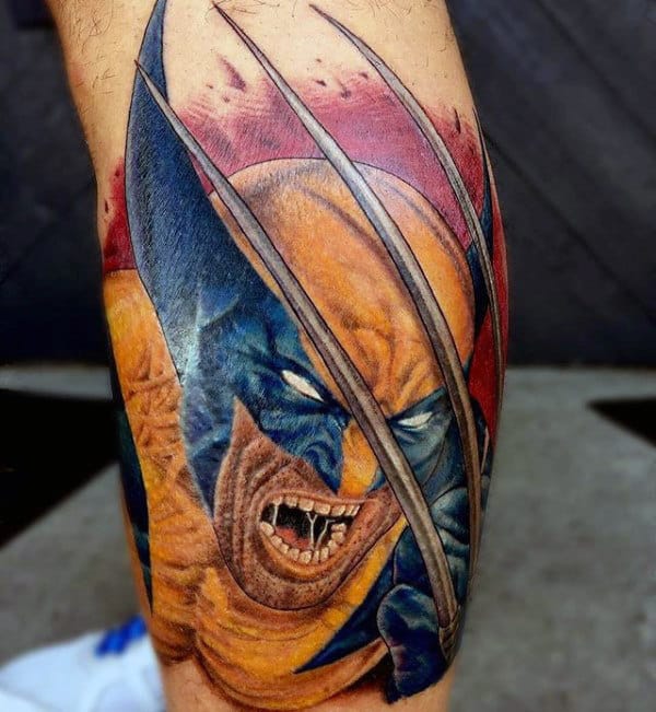 Lower Leg Guys Wolverine Tattoo Ideas