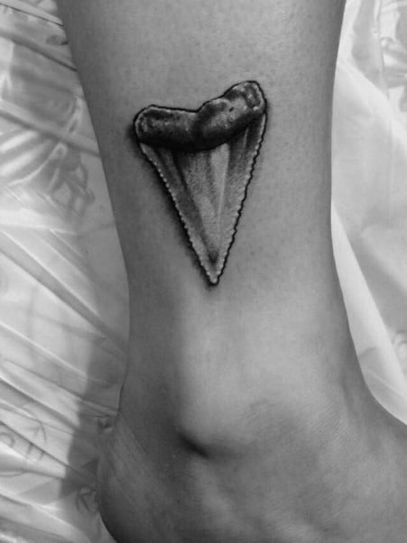 Lower Leg Male Shark Tooth Tattoo Inspiration