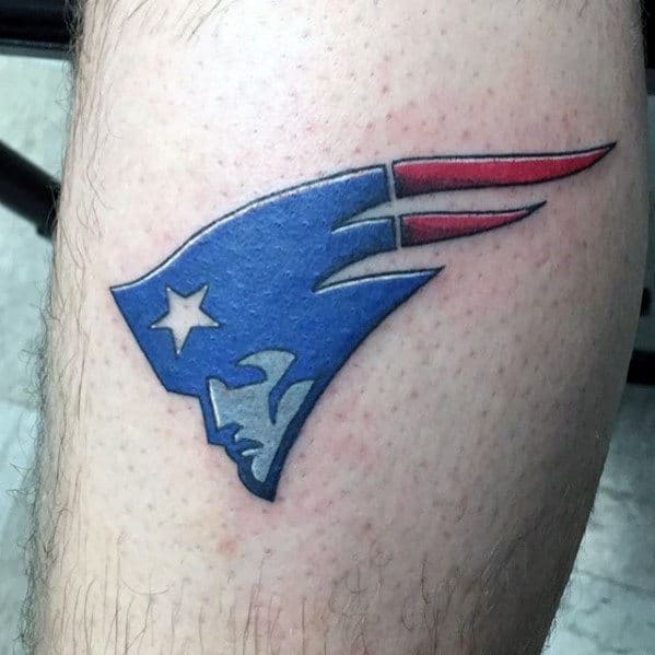 Lower Leg Male Small New England Patriots Tattoo