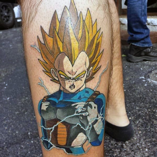 Lower Leg Male Vegeta Electric Tattoo
