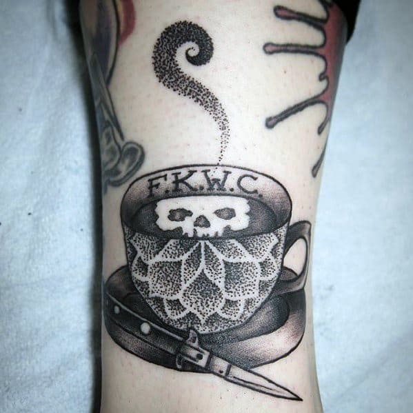 Lower Leg Male With Cool Switchblade Tattoo Design