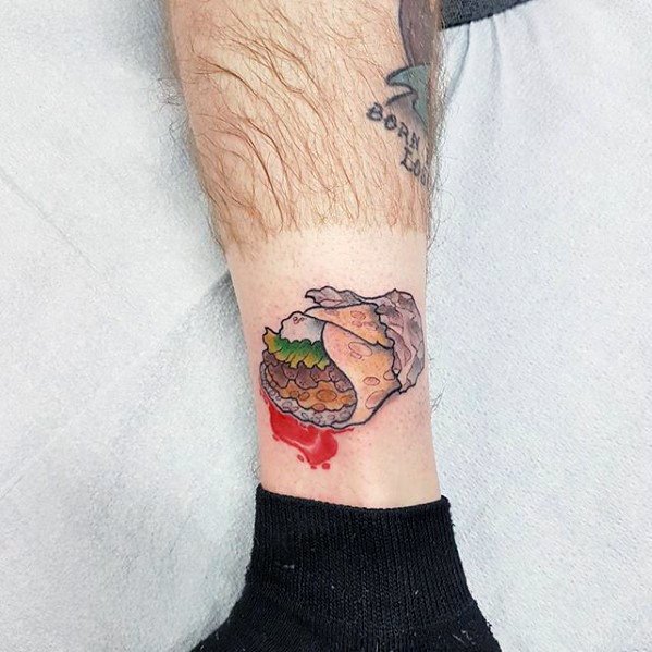 Lower Leg Masculine Burrito Tattoos For Men
