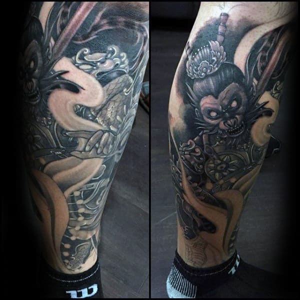 Lower Leg Monkey King Guys Tattoos