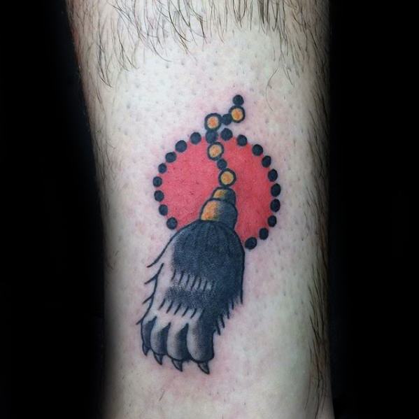 Lower Leg Red Sun Rabbit Foot Tattoos For Gentlemen