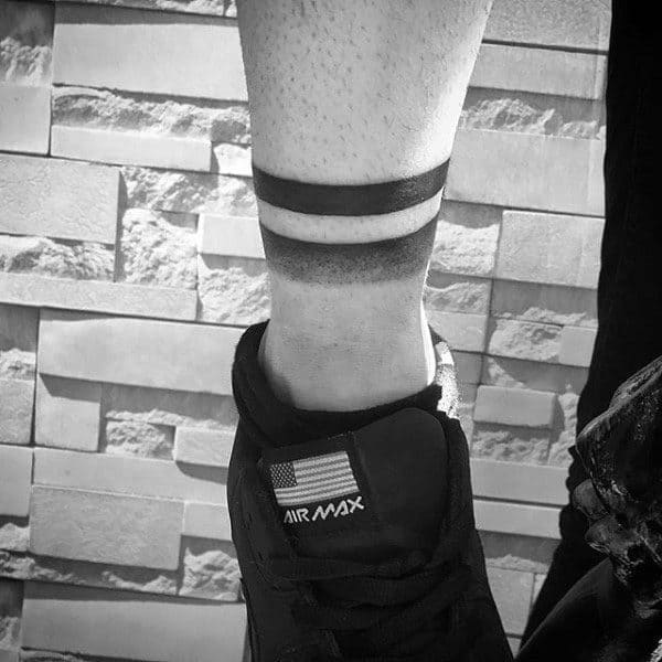 Lower Leg Shaded Black Band Mens Tattoos