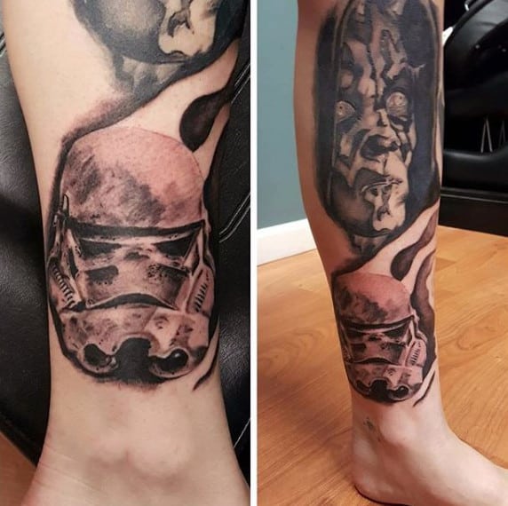 Lower Leg Shaded Stormtrooper Male Tattoo Ideas