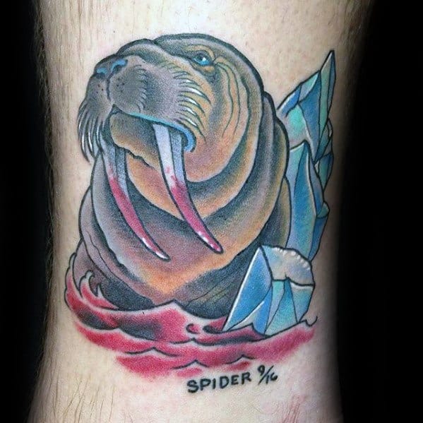 Lower Leg Walrus Tattoo Designs For Guys