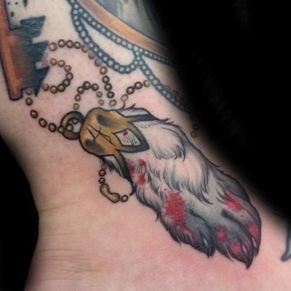 Lower Leg White Rabbit Foot Mens Tattoo Designs