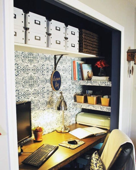 closet office pattern wallpaper