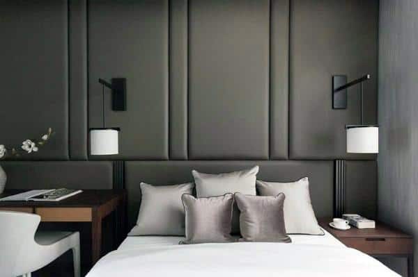 luxury gray full wall headboard
