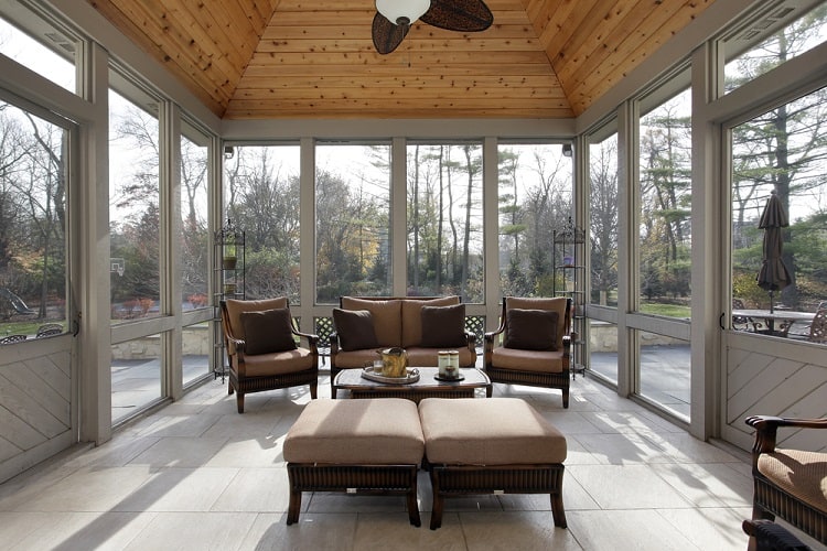 vaulted screened-in porch