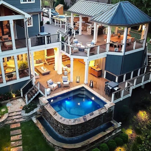 Luxury Homes Excellent Backyard Ideas Deck Roof