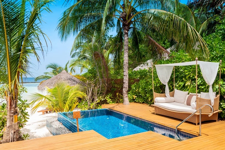 luxury private composite above ground pool deck