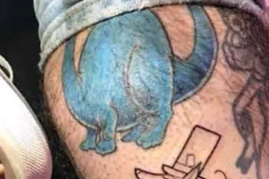 Blue Brontosaurus Tattoo