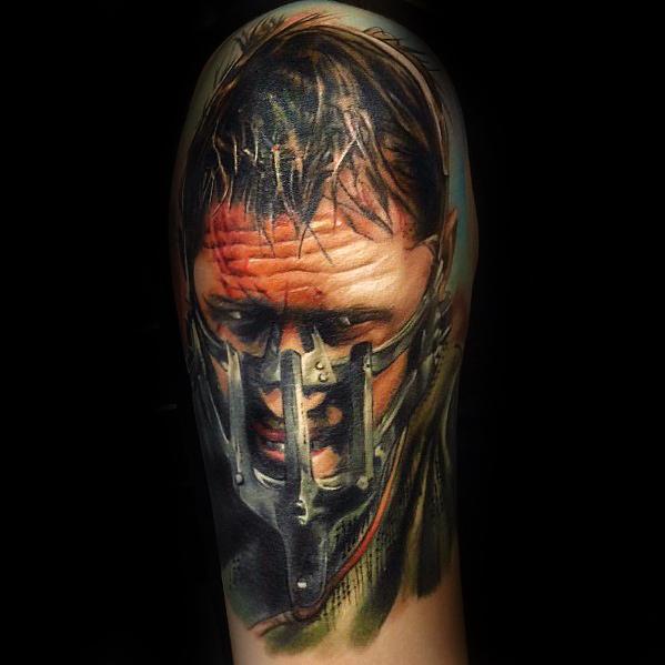 Mad Max Half Sleeve Portrait Tattoo Ideas For Males
