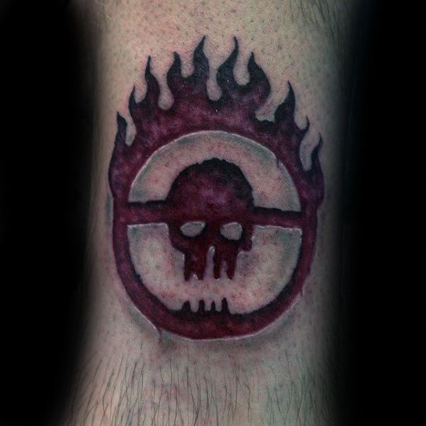 Mad Max Symbol Logo Leg Male Tattoo Designs
