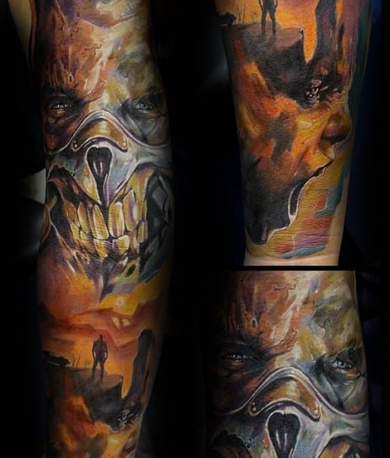 Mad Max Themed Tattoo Design Ideas For Males Full Arm Sleeve