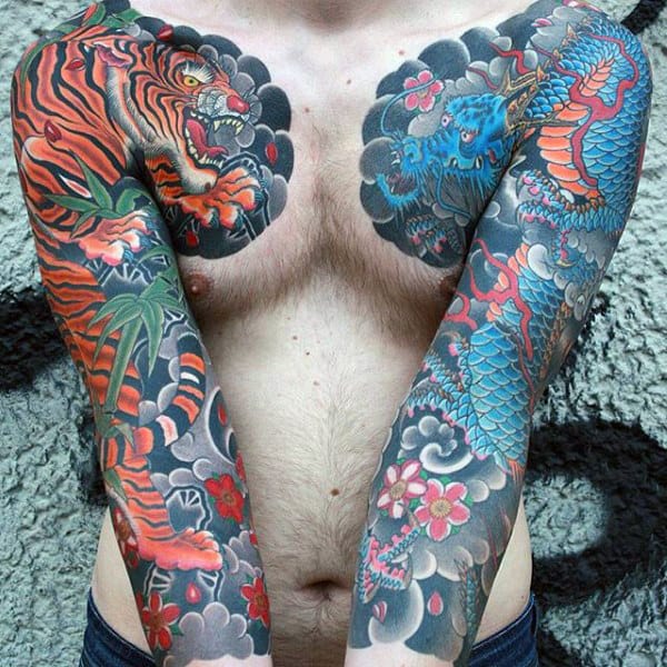 Magical Dragon Tattoo Male Sleeves